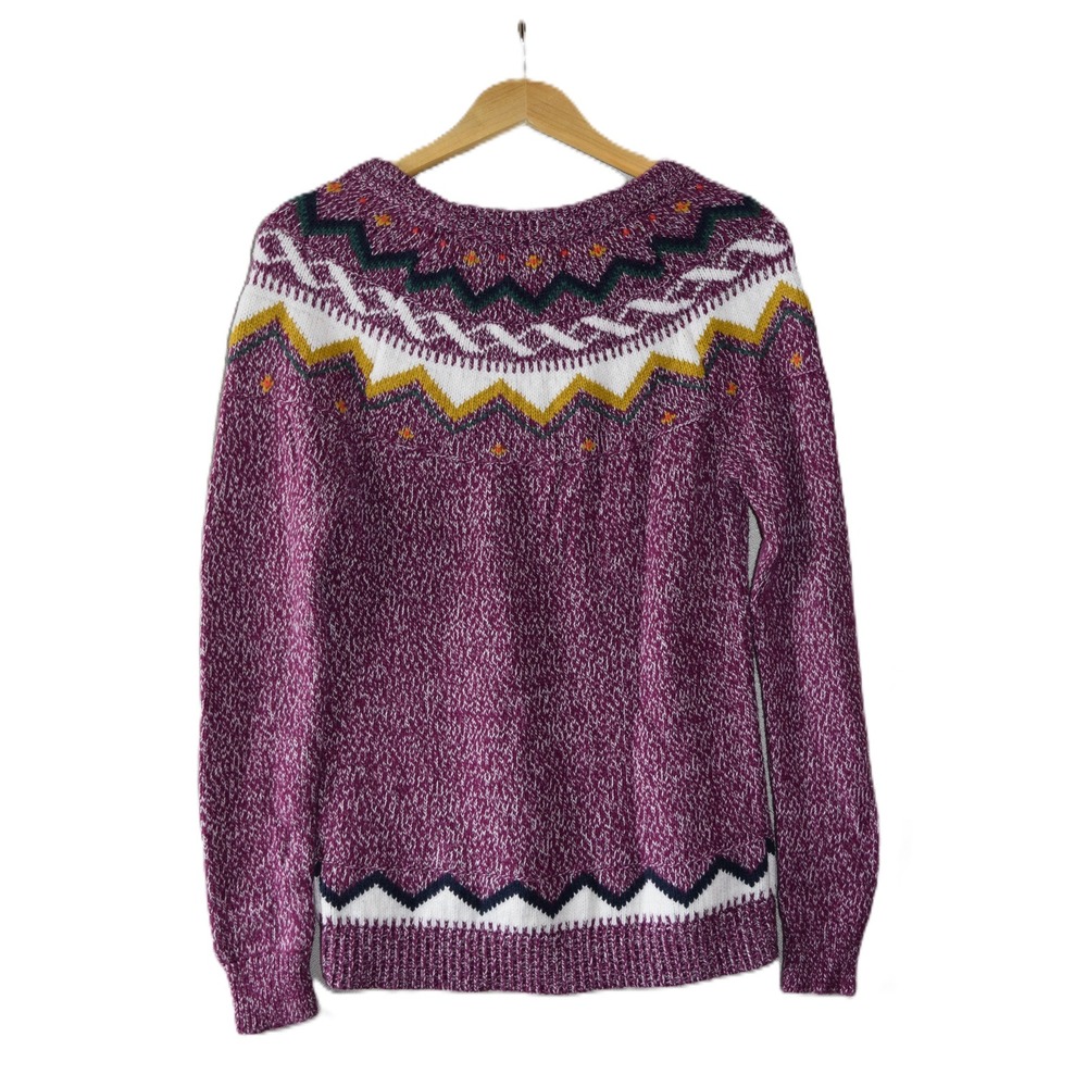 Old Navy Fair Isle Sweater Womens Medium Tall Purple Marl Pullover Winter Ugly